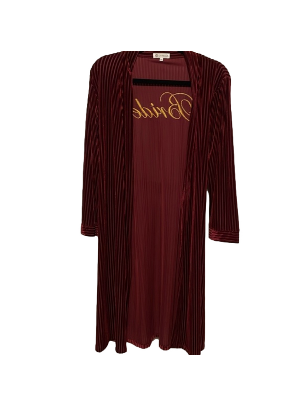 Boutique Velvet Robe Burgundy Embroidered Women Medium Bride Bachelorette Gift - Picture 4 of 8